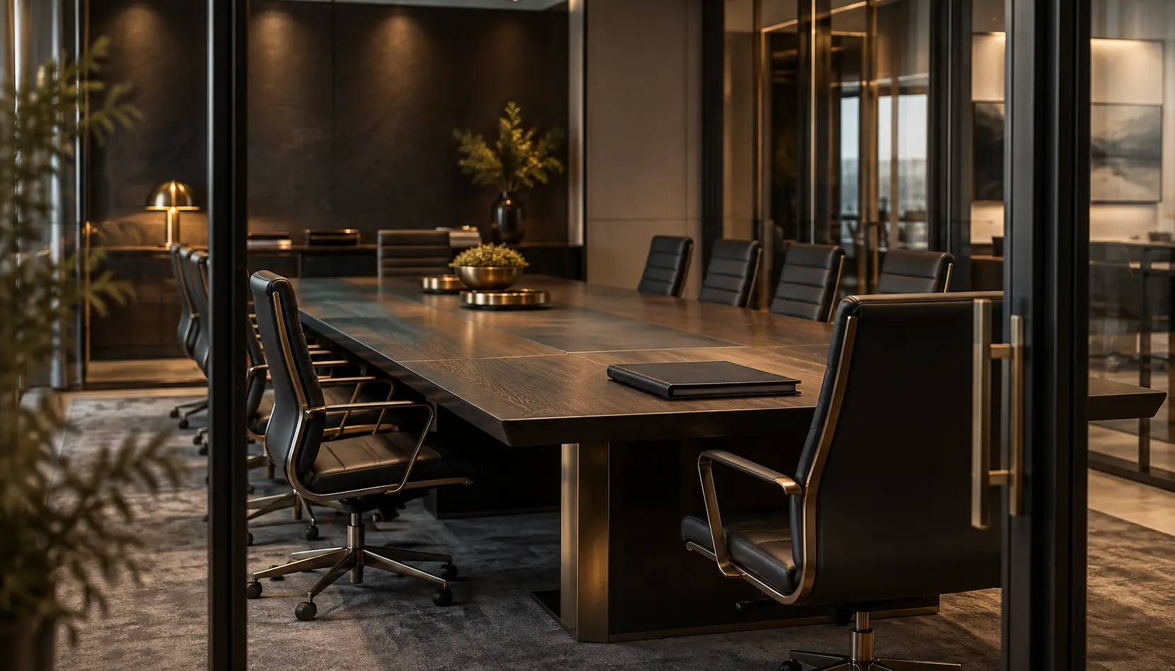 Private boardroom prepared for a corporate integrity review.