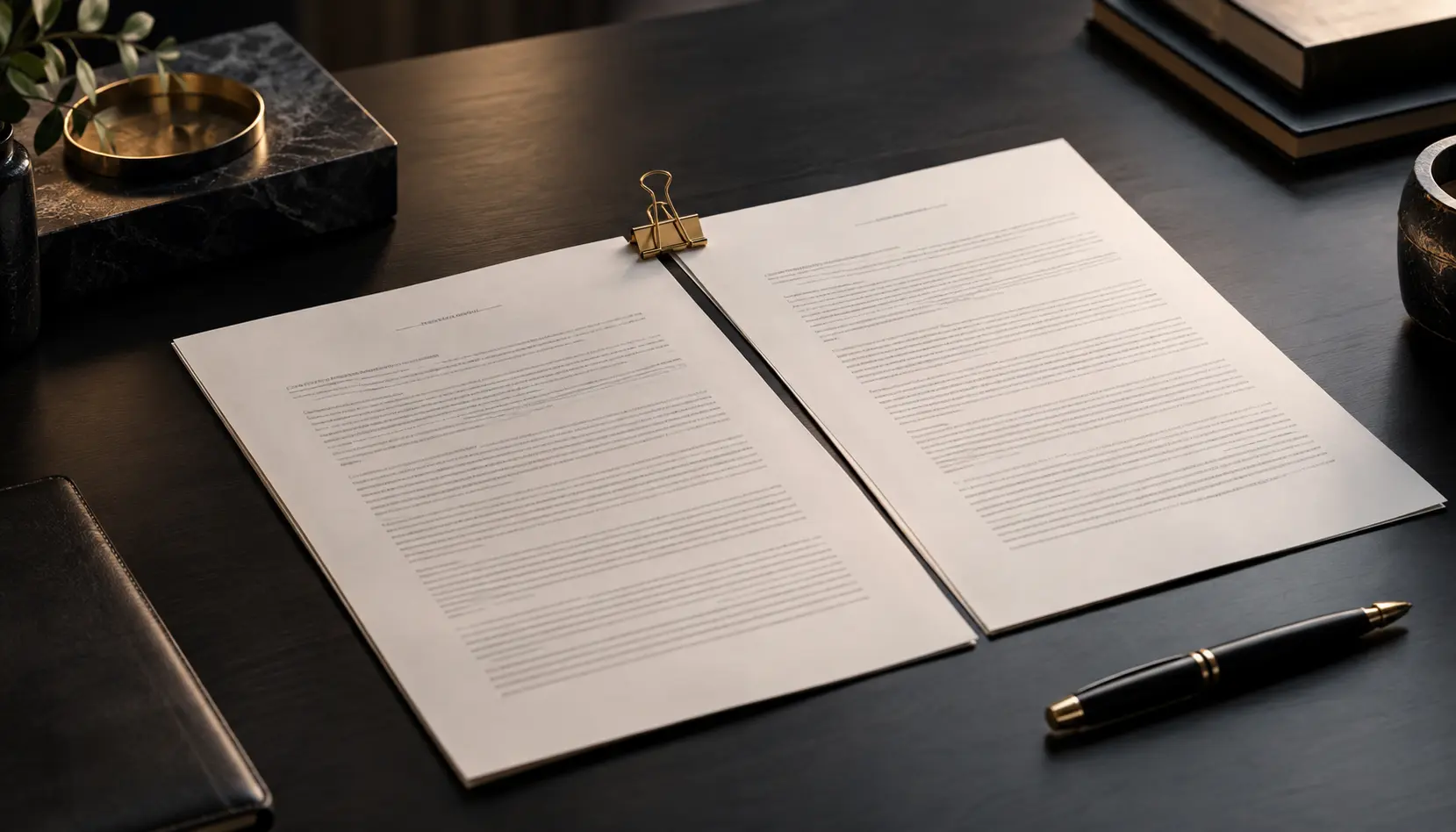 Two agreement documents positioned for comparison.